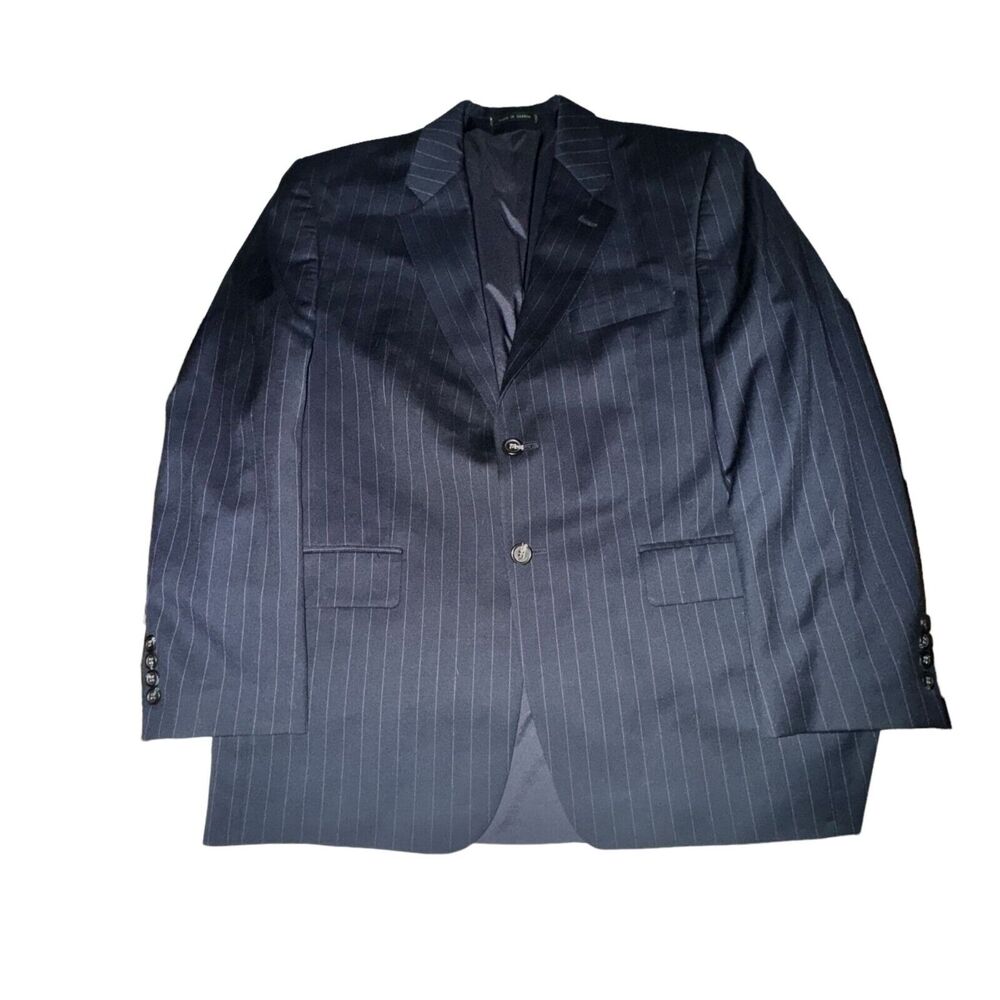 Lauren Ralph Lauren Blazer Men's Size 40S Navy Blue Pinstripe Pockets 100% Wool